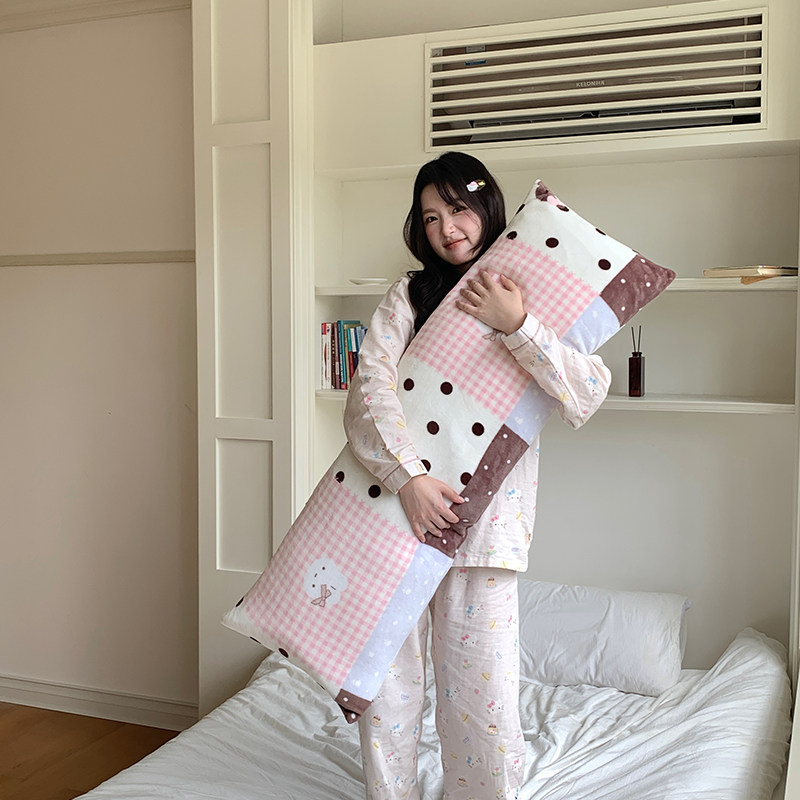 花田小汐 冬季牛奶绒长条抱枕侧睡夹腿可拆洗床头沙发靠背双人枕图片