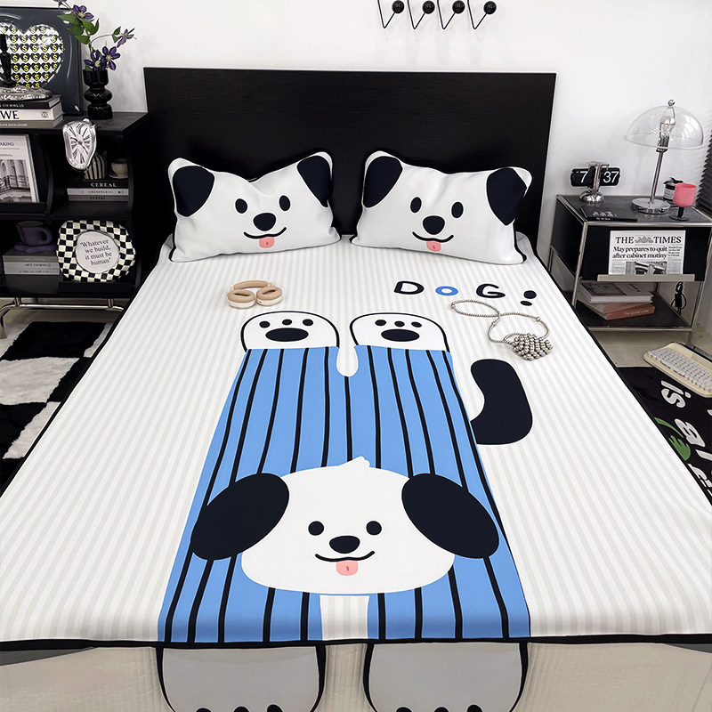 花田小汐 趴趴狗 可爱卡通冰丝席三件套夏季凉感空调席可折叠水洗