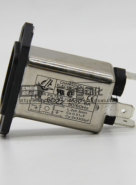 DL-6DZ2 单相电源滤波器 250VAC 6A 50/60Hz 插座式 坚力滤波器
