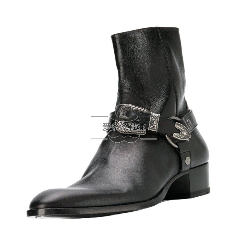 NOBLE QUALITY SPRING SUMMER CHELSEA BOOTS MENS POINTED TOE BUCKLE HIGH-TOP MARTIN BOOTS