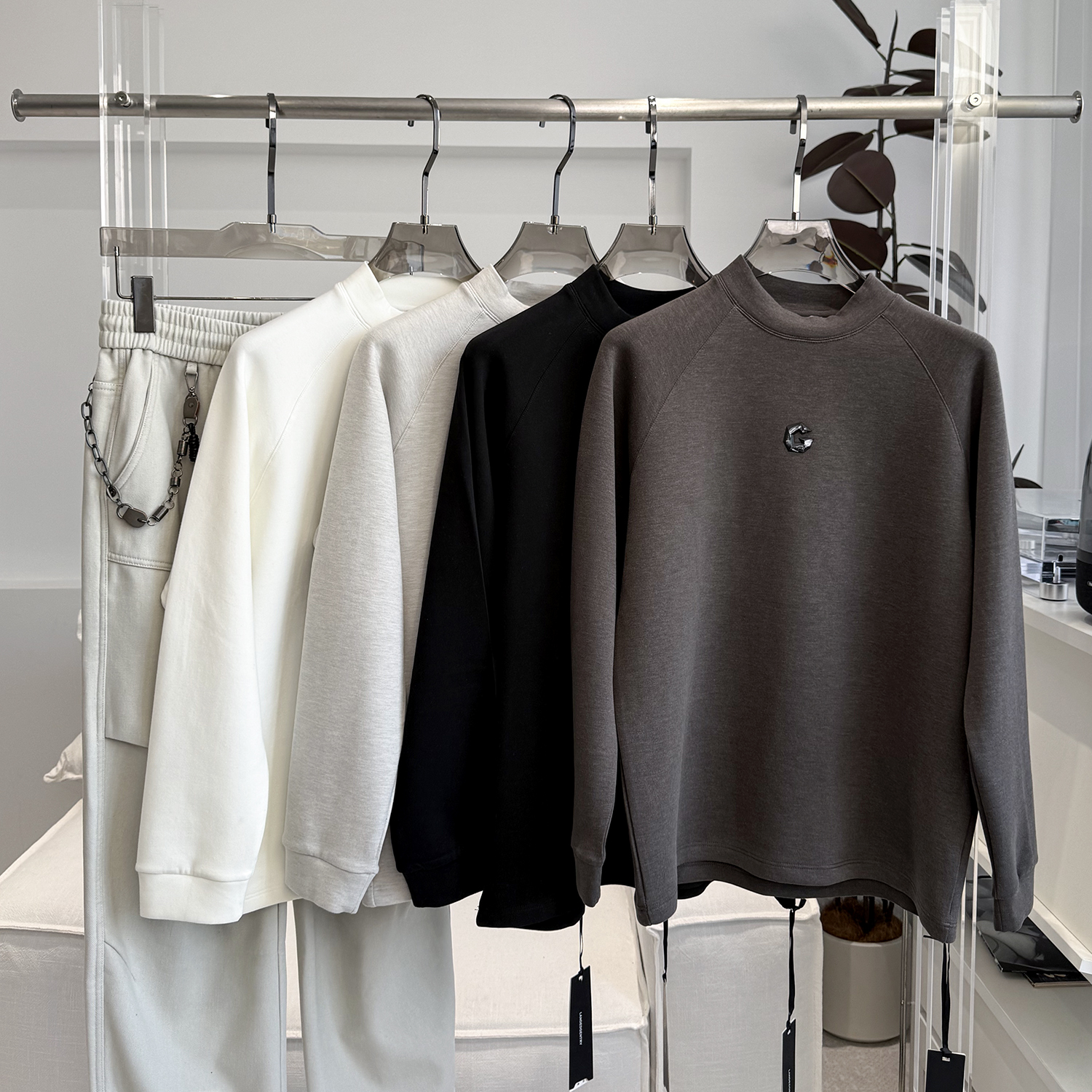 插肩袖卫衣2025冬季新款休闲绵羊毛混纺百搭舒适打底纯色男装上衣