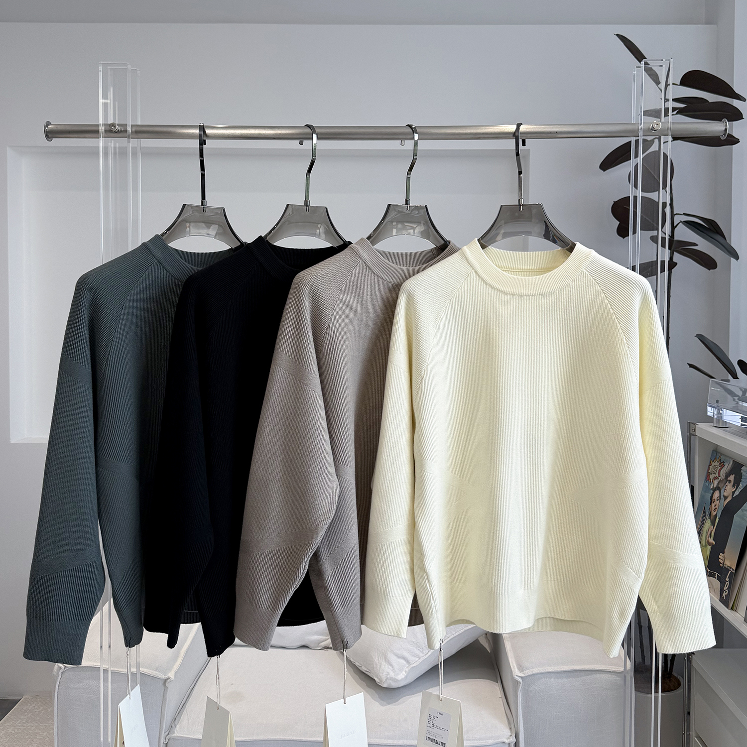 插肩袖圆领毛衣2025秋季新款潮牌潮流时尚宽松休闲男装针织上衣