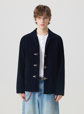 APOECHO   新款痞帅小众设计感短款外套百搭飞机扣男牛仔休闲西服