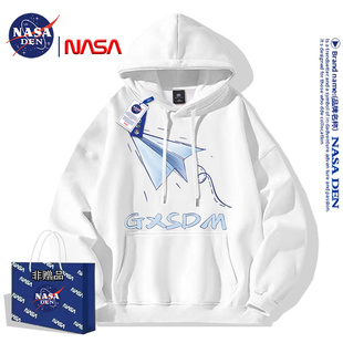 宽松男女保暖长袖 NASA联名嘻哈美式 印花百搭连帽卫衣oversize时尚