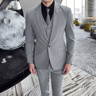 男韩版 青年结婚西装 修身 时尚 商务休闲职业上班正O装 极速西服套装