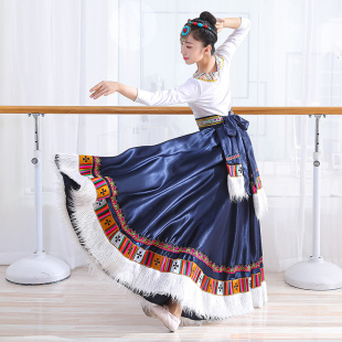 24新款 演出服上衣练功大摆裙 艺考藏族舞蹈练习裙半身裙藏族水袖