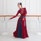 新款 女民族表演练习裙班服舞台装 艺考蒙古剧目舞蹈服装 大摆裙套装
