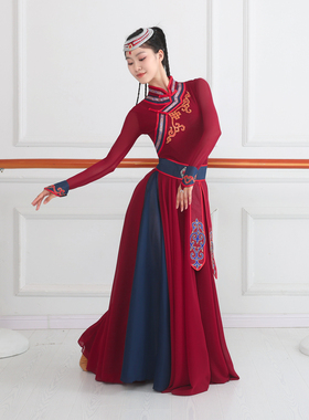 新款艺考蒙古剧目舞蹈服装大摆裙套装女民族表演练习裙班服舞台装