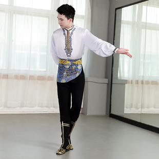 维族舞蹈演出服男成人维吾尔族舞台跳舞服装少数民族练习练功考级