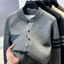 品牌tb开衫男针织衫2025新款男装提花棒球领毛衣外套立领夹克外穿