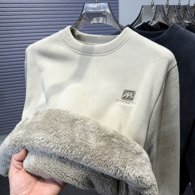 法兰绒卫衣男加绒加厚内搭保暖