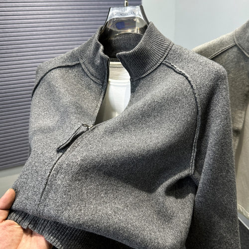 高级感拼接插肩开衫男毛衣外套