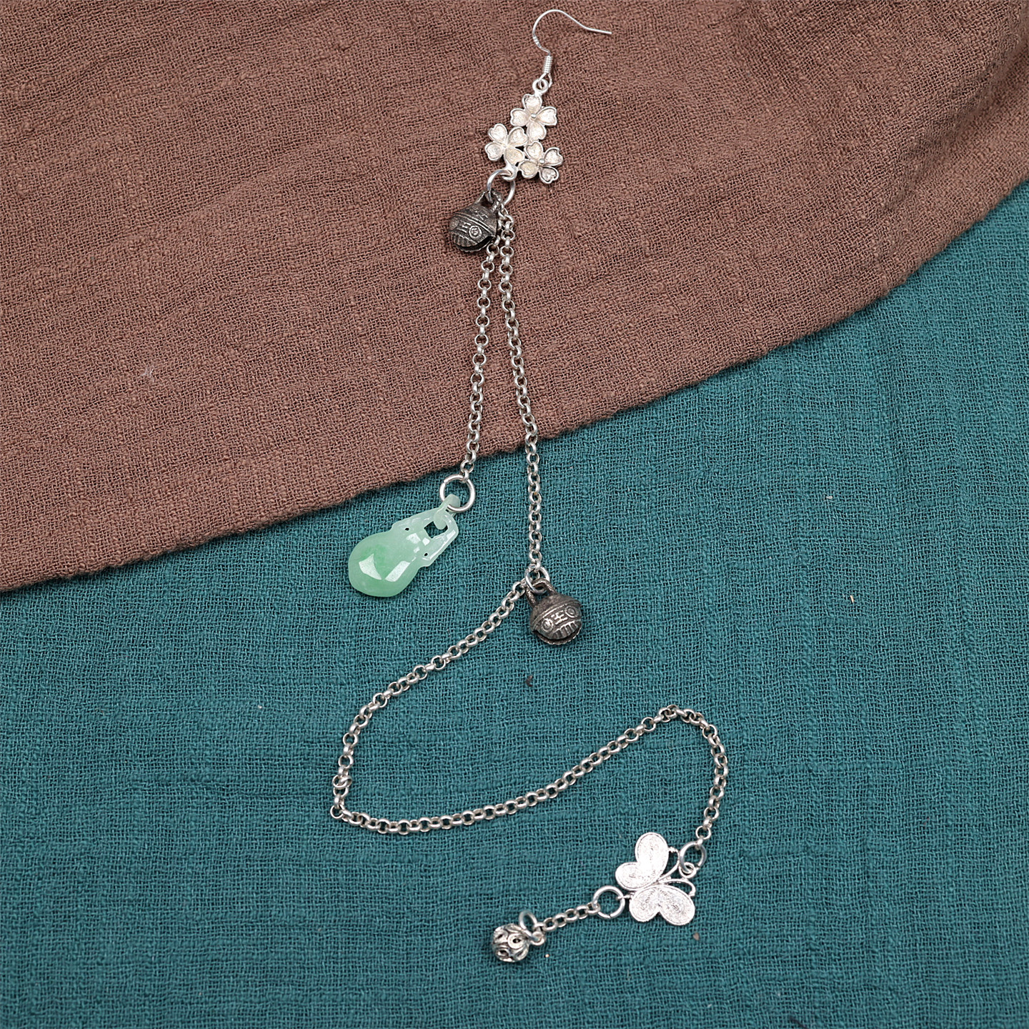 春风屿仿老银长流苏蝴蝶单只款耳环时尚百搭潮旗袍汉服古风耳坠82