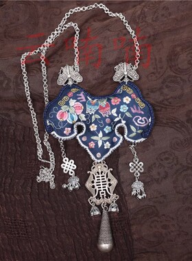 新款民族风刺绣老绣仿老银毛衣链夸张个性复古风大吊坠时尚百搭47