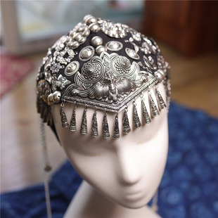 杨丽萍蝴蝶流苏款帽子民族风手缝仿老银个性发箍头饰时尚百搭休闲