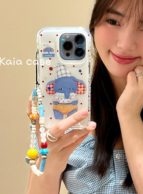 油画波点蓝色大象IMD适用于oppo reno13/12Pro手机壳reno11pro女find x8s+/x8ultra/x7至尊find x6新款A3pro