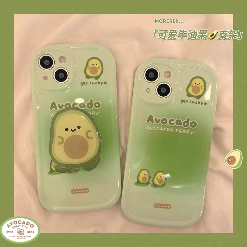 ins风绿色牛油果带支架小胖妹适用oppo find x9/findx8findx7/x5/x3/findx6pro手机壳K11x全包k9pro防摔女k10