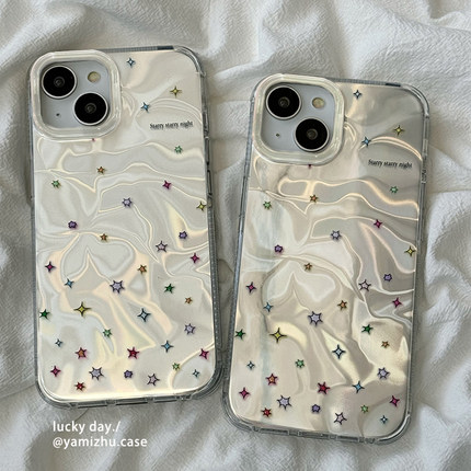 ins风彩色星星适用oppo reno14/reno13pro/12pro/11pro手机壳新款reno10pro女reno9/8绸缎reno7/6防摔个性5k