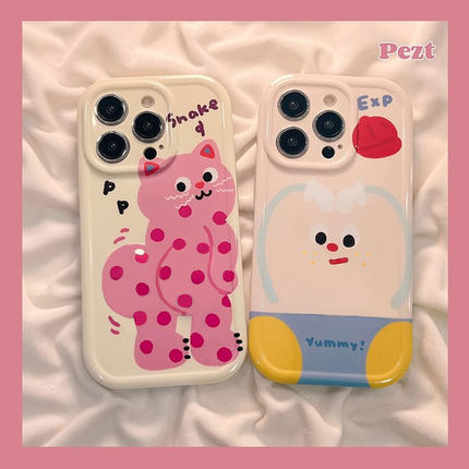 可爱豹纹机器人适用oppo reno12/11pro/10/9/8/7手机壳r17手机套reno5可爱9pro+全包r11/r15防摔ace/4se女r9