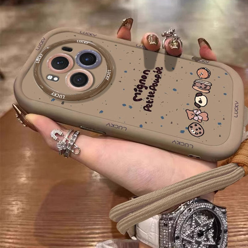 泼墨曲奇小熊带腕带适用一加ACE5 Pro/1+ace3v手机壳1+13/12全包一加9防摔1+ace2v创意新款1加11男女泡芙情侣