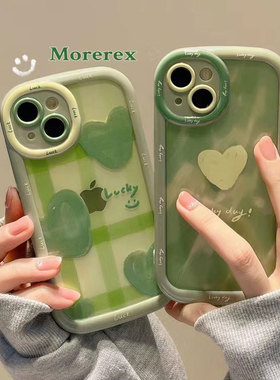 绿色爱心晕染适用华为荣耀90pro/80gt手机壳新款70/60/50全包x50i防摔x30畅玩40plus小众play5女magic5