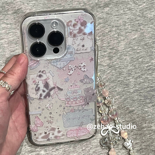 可爱细闪猫咪蛋糕小狗IMD适用苹果17手机壳mate华为p80 nova14小米15/k80/note15可爱oppo reno荣耀400女vivo