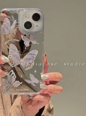 高级感蝴蝶镜面适用红米k60pro手机壳k30pro全包k40s红米note11 5g/note9防摔note12pro个性K50至尊小众女