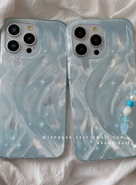 ins蓝色蝴蝶带链条适用三星S25至尊s24+/s23/s22/s20/s21FE手机壳note20/s10羽纱a52女A54创意a53新款保护壳