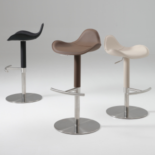 现代简约不锈钢吧台椅升降旋转家用岛台马鞍皮高脚椅轻奢酒吧椅子