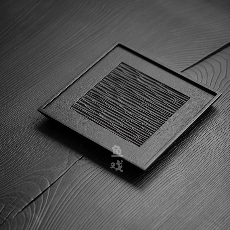 鱼戏樱桃木茶盘壶承手工实木家用复古干泡台盖碗茶壶茶托盘小茶台