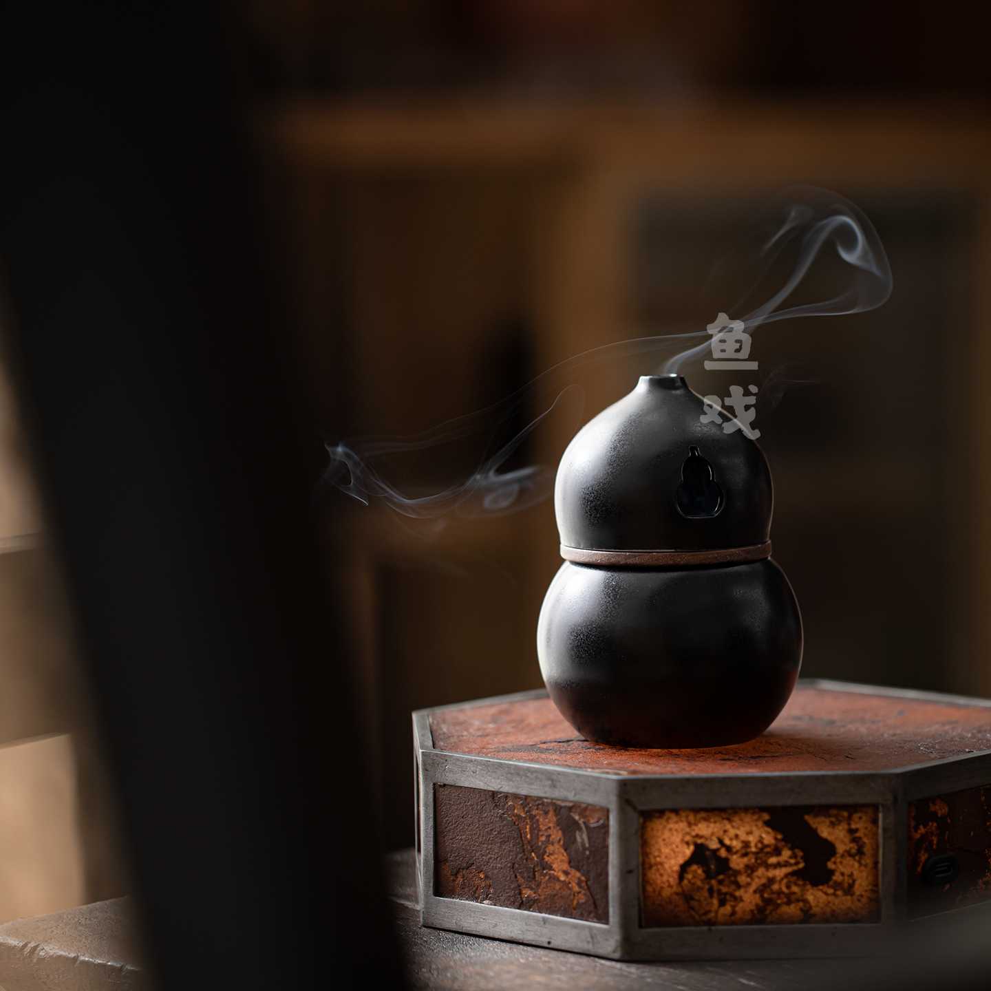 鱼戏福禄旅行茶道香炉檀香炉新中式禅意家用室内香熏炉盘香炉摆件