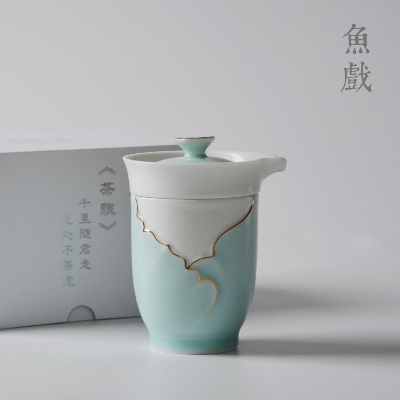 鱼戏 一壶二杯陶瓷旅行便携包功夫茶具套装 日式青瓷快客杯两杯在类目 餐饮具, 茶具, 功夫茶具中 - 来自Buy2taobao.com提供专业的淘宝代购服务