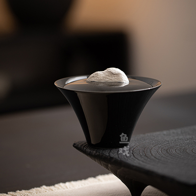 鱼戏手工鎏银陶瓷二才盖碗日式家用复古泡茶碗不烫手泡茶器手抓碗