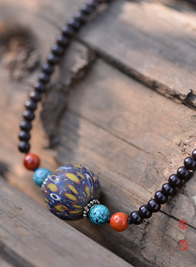 儒匪窝老琉璃蜻蜓眼项链吊坠