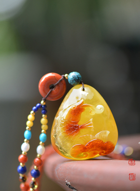 青金石项链蜜蜡吊坠南红玛瑙