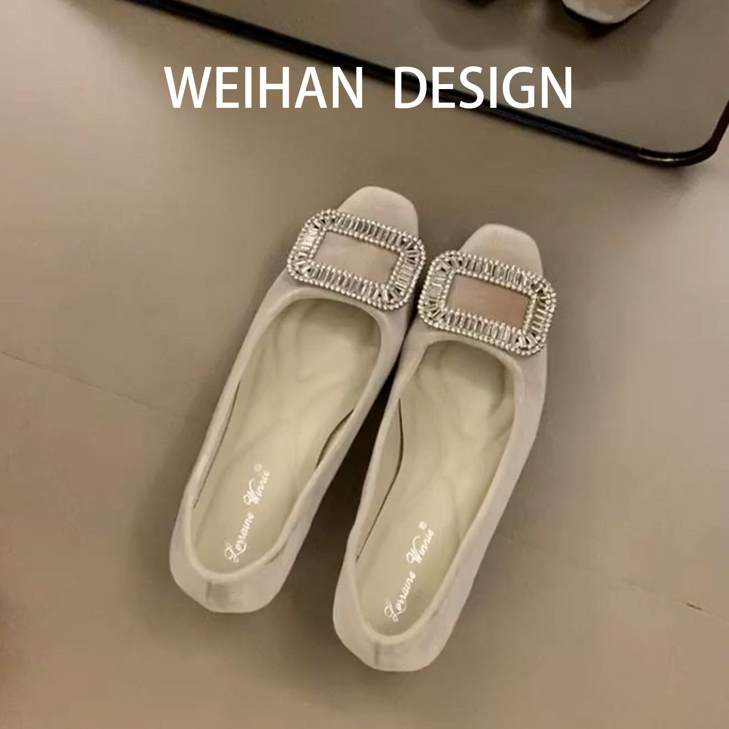 羊皮版！法式方头水钻粗跟单鞋女通勤丝绒一脚蹬高跟鞋晚晚风瓢鞋,女鞋,浅口单鞋,淘宝优惠券,粉丝福利购,淘宝优惠卷