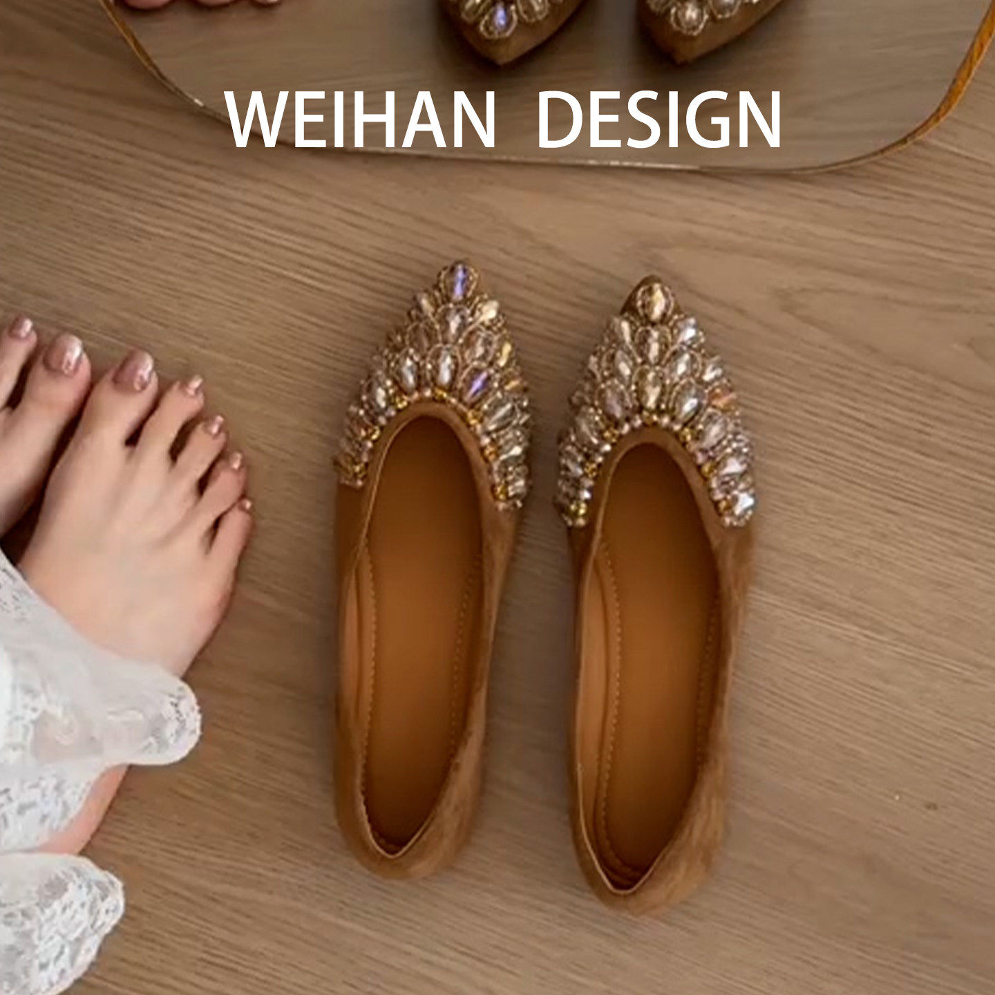 羊皮版~绝美尖头浅口单鞋女水钻平底配裙子玛丽珍鞋气质晚风瓢鞋,女鞋,浅口单鞋,淘宝优惠券,粉丝福利购,淘宝优惠卷