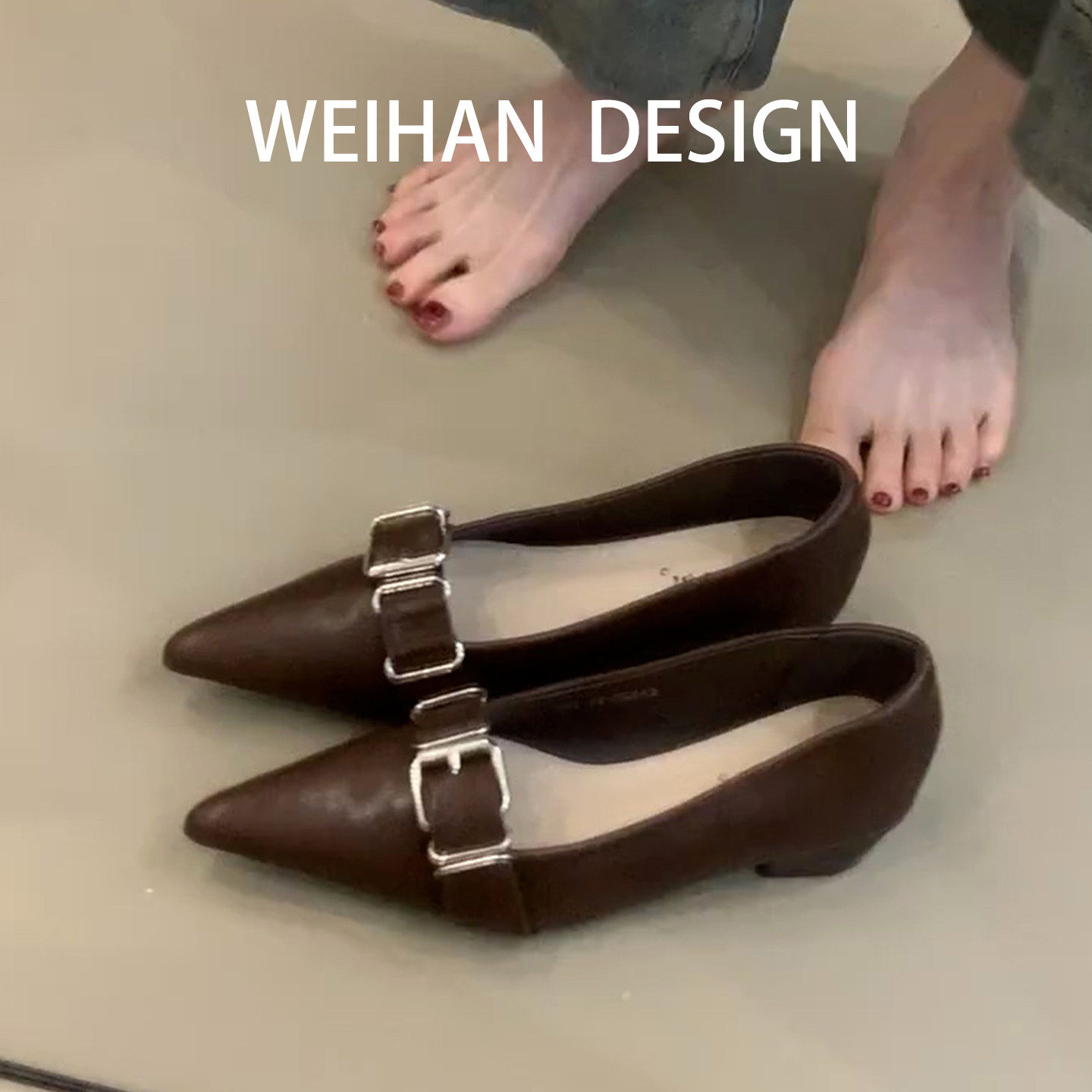 羊皮版！法式复古皮带扣小皮鞋女气质浅口玛丽珍鞋一脚蹬低跟单鞋,女鞋,浅口单鞋,淘宝优惠券,粉丝福利购,淘宝优惠卷