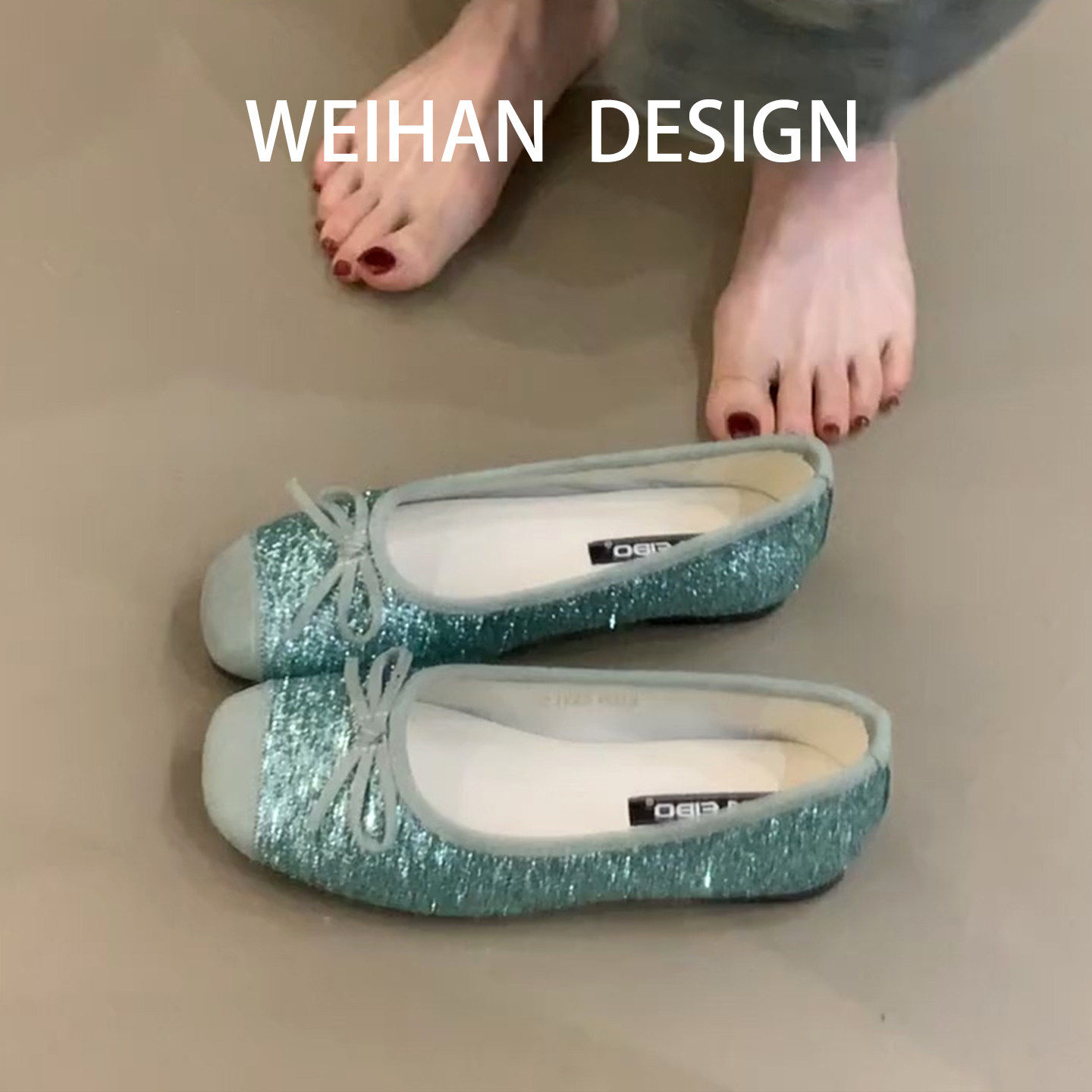 羊皮版~法式小香风蝴蝶结拼接平底单鞋女配裙子休闲百搭浅口瓢鞋,女鞋,浅口单鞋,淘宝优惠券,粉丝福利购,淘宝优惠卷