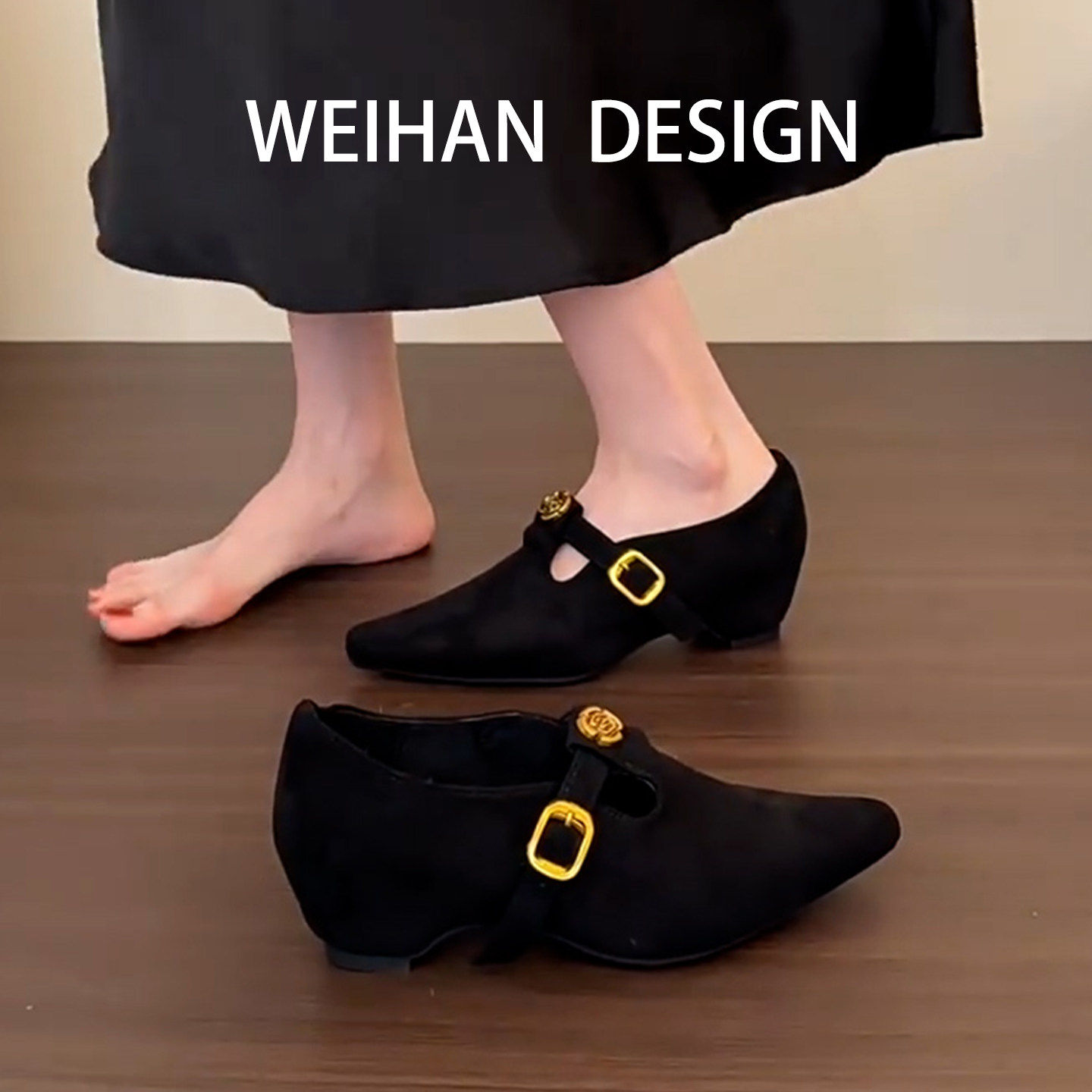 羊皮版！跛跟内增高尖头玛丽珍鞋绒面法式小香风玛丽珍单鞋配裙子,女鞋,深口单鞋,淘宝优惠券,粉丝福利购,淘宝优惠卷