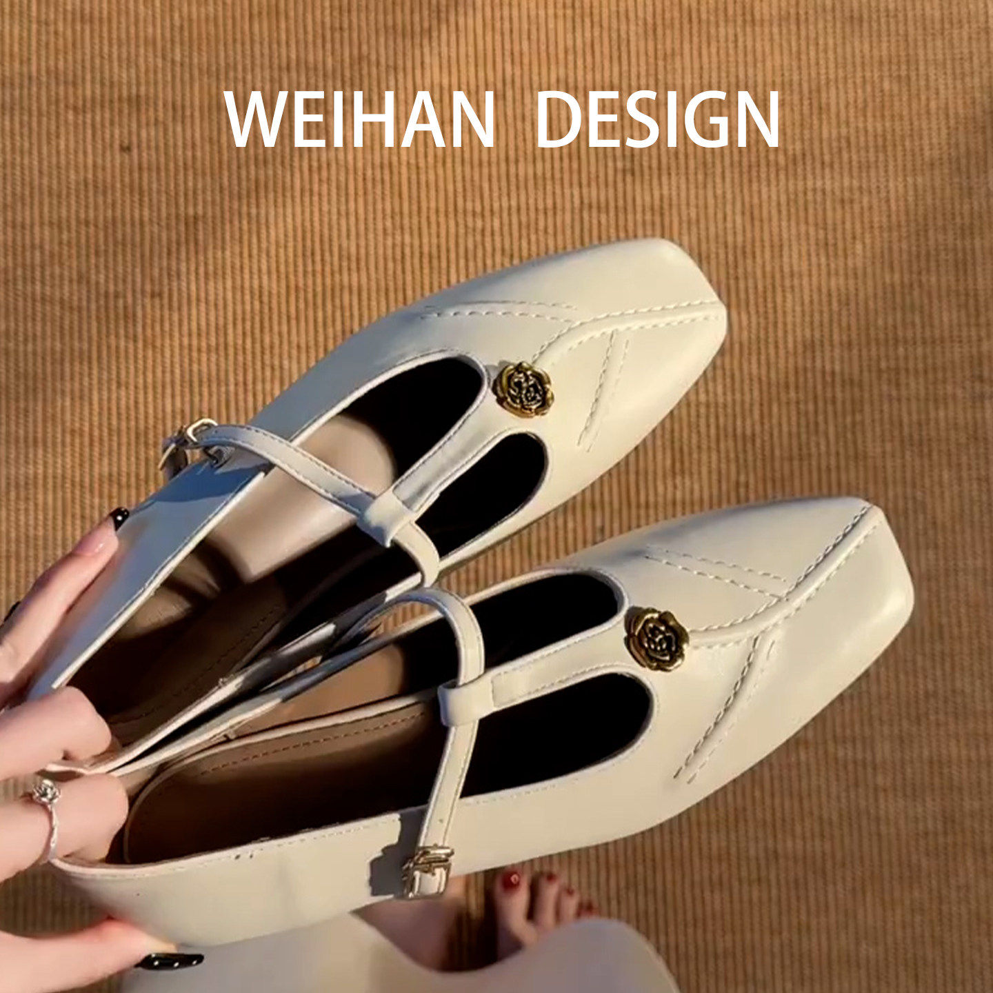 羊皮版~山茶花低跟乐福鞋女配裙子T字带玛丽珍方头小众百搭小皮鞋,女鞋,玛丽珍鞋,淘宝优惠券,粉丝福利购,淘宝优惠卷