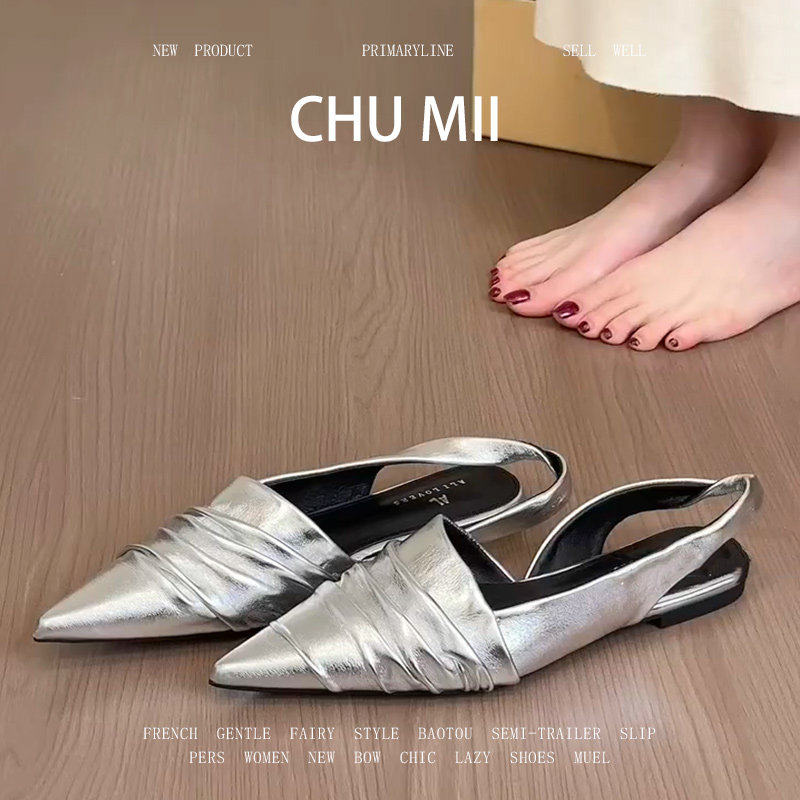 羊皮版~银色高级感包头凉鞋女真皮百搭平底玛丽珍鞋显瘦浅口单鞋,女鞋,浅口单鞋,淘宝优惠券,粉丝福利购,淘宝优惠卷