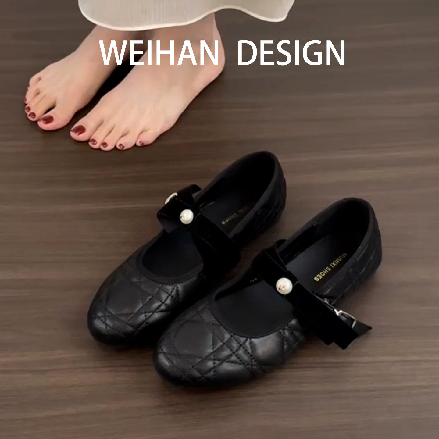 羊皮版！法式菱格纹内增高浅口单鞋小香珍珠蝴蝶结山茶花玛丽珍鞋,女鞋,玛丽珍鞋,淘宝优惠券,粉丝福利购,淘宝优惠卷