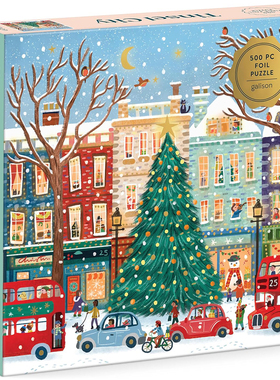 （现货）正版galison 闪亮之城 城市圣诞节金箔500片美国进口拼图