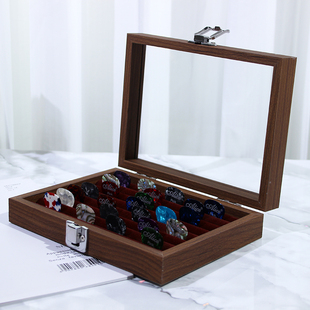 拨片展示盒子吉他弹片展示架多位复古乐器弹片收纳盒防尘大容量