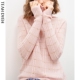 羊绒衫 女100纯羊绒粉色高领亮丝格子提花刺绣打底高领针织衫 毛衣