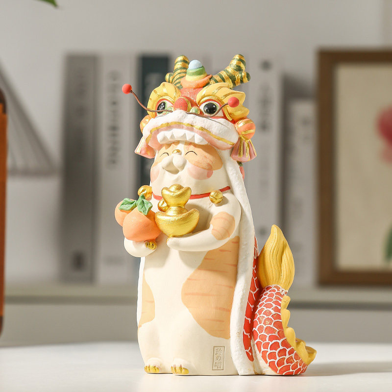 原创设计国风可萌龙头猫招财桌面居家装饰陶瓷小摆件乔迁开业礼品,家居饰品,桌面摆件,淘宝优惠券,粉丝福利购,淘宝优惠卷