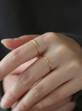 不掉色高级感极细碎钻戒指女时尚可爱锆石简约小众轻奢潮ins尾戒