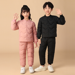 巴拉男童羽绒服2024冬装新款轻薄保暖白鸭绒内穿马甲男女童羽绒裤