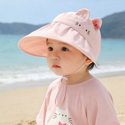 婴儿遮阳帽宝宝防晒帽夏季儿童帽子女童空顶帽网眼透气男童大帽檐 — 2